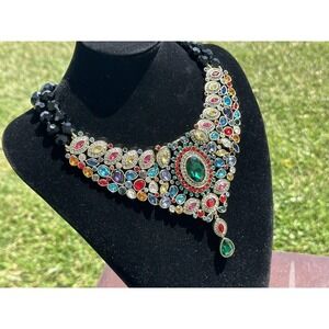 Heidi Daus "Worth Waiting for " Crystal 2Strand  Crystal Drop Statement Necklace